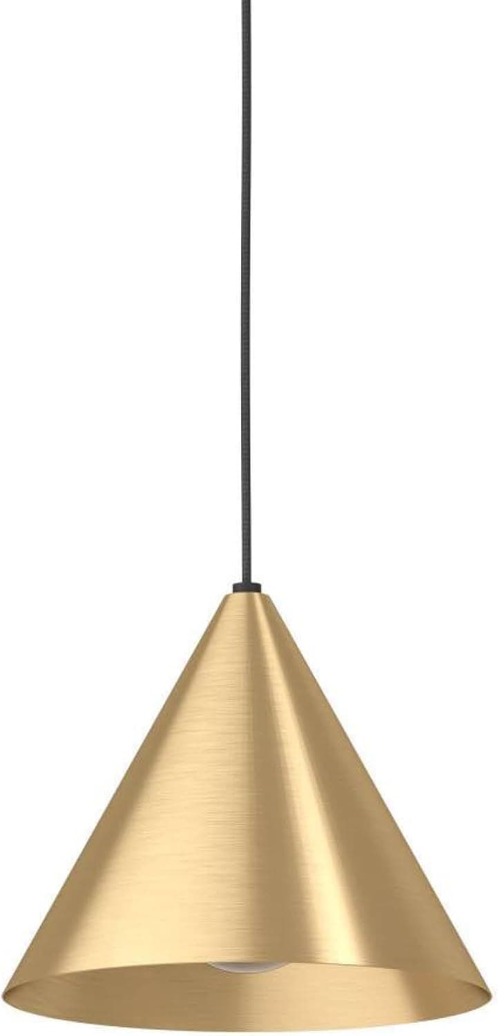 EGLO Candeeiro de suspensão narizes, de luz única minimalista, iluminação de metal em latão escovado, ouro, preto, luz de salão pendente, casquilho E27