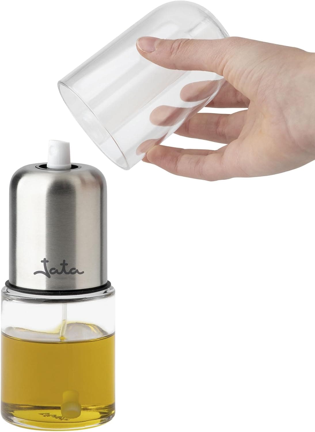 JATA HACC4539 Pulverizador óleo spray de vidro com bomba. 150 ml de capacidade. Enchimentável. Sem BPA. Ideal para fritadeira de ar. Adequado para todos os tipos de líquidos
