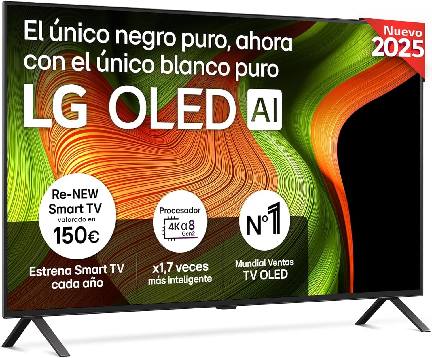 LG OLED55B56LA Televisão de 55", OLED 4K, Smart TV AI B5, WebOS 25, Super Upscaling, Dolby Vision e Dolby Atmos, AMD FreeSync, Alexa/Google Assistant, preto