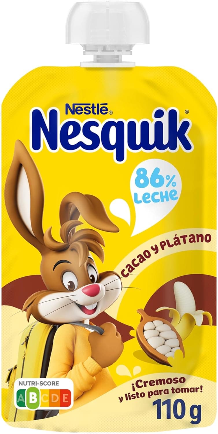 Bolsita NESTLÉ NESQUIK cacau banana, para crianças a partir dos 3 anos, bolsa de 110 g