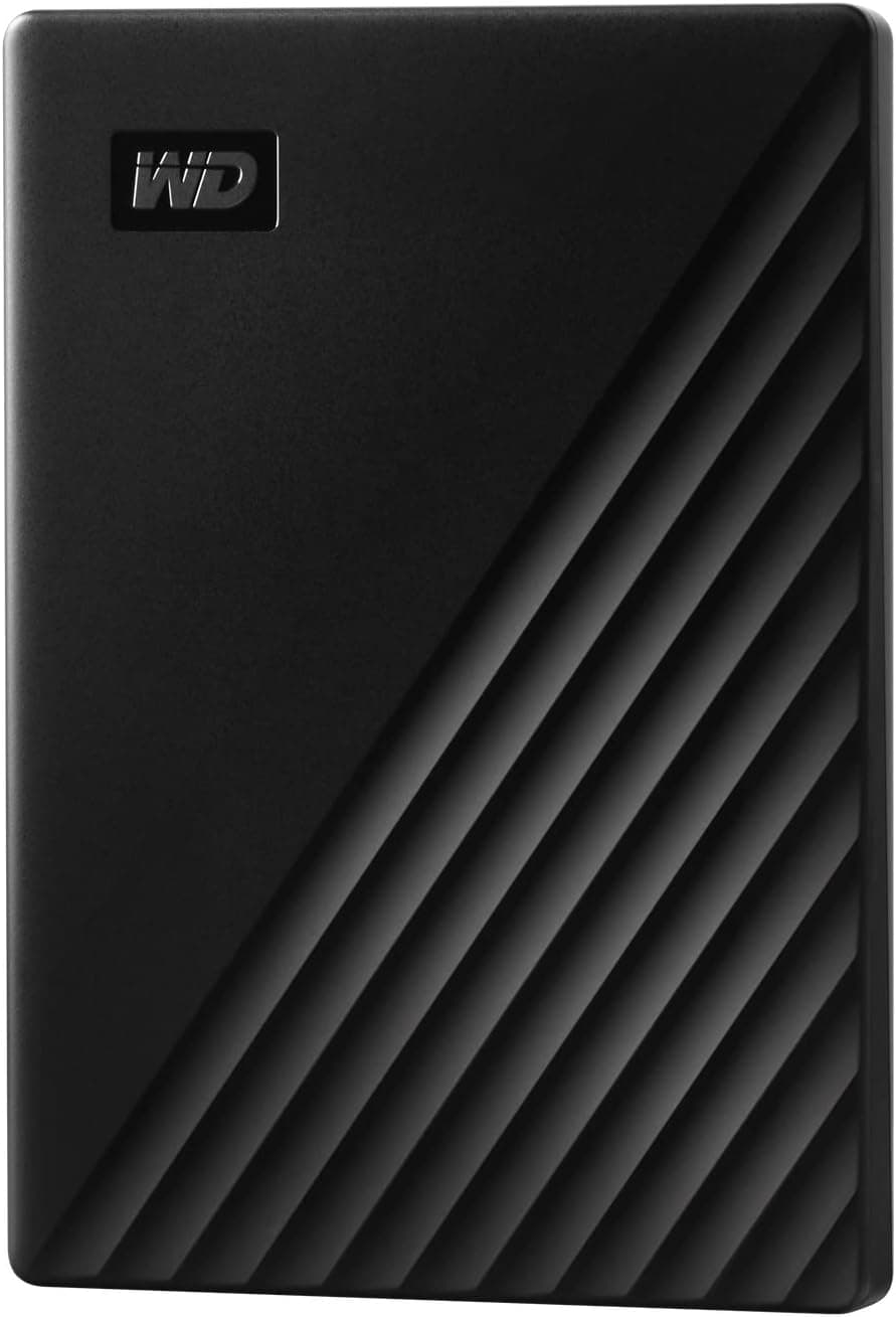 HDD portátil WD My Passport de 5 TB, USB 3.0, com software para gestão de dispositivos, cópia de segurança e proteção por palavra-passe, funciona com PC, Xbox e Playstation, preto, 5 TB, preto