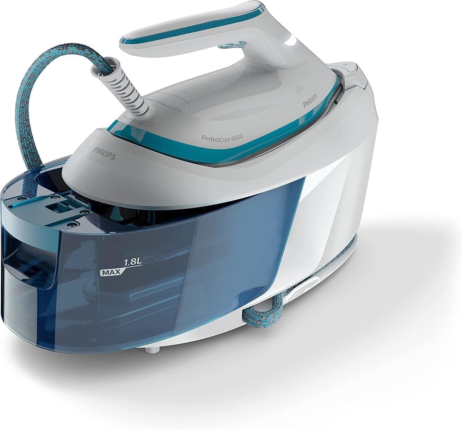 Philips PerfectCare série 6000 gerador de vapor, 2400 W, 500 g de aumento de vapor, 6,5 barras de pressão, tecnologia otimalTEMP, depósito de 1,8 l, branco/azul (PSG6022///PSG6 20)