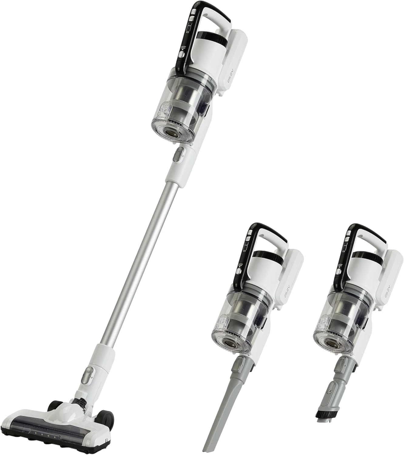 Amazon Basics Aspirador sem cabo 2 em 1 de 150 W com motor CC, 0,7 l, branco e preto