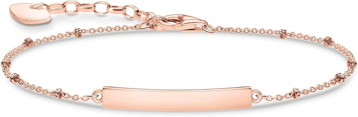 THOMAS SABO Pulseira para mulher com pontos em ouro rosa 750, prata de lei 925, tamanho 16 cm - 19 cm - A1975-415-40-L19V, 19cm, Prata, Não é uma pedra preciosa