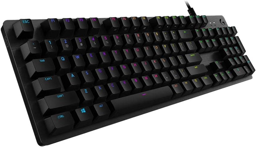 Logitech G 512 Teclado Gaming mecânico, RGB LIGHTSYNC, teclas retroiluminadas, GX-toque castanho, liga de alumínio, teclas F personalizáveis, passagem de USB, disposição QWERTY PT - carbono / preto