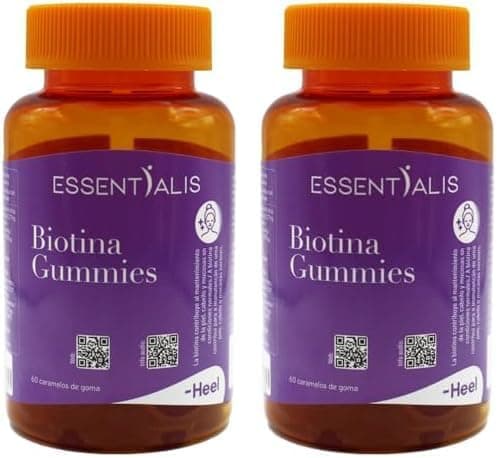 Essentialis Biotina Gummies, 2500mcg - 5000mcg de biotina, vitaminas e minerais - ideais para melhorar a aparência da sua pele, cabelo e unhas-60 gomas veganas. 1 ou 2 por dia - muito mais que biotina
