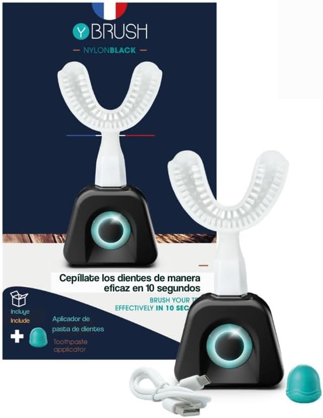 Y-Brush - Escova de dentes elétrica - escova em Y - 3 meses de duração - Pack NylonBlack para adultos