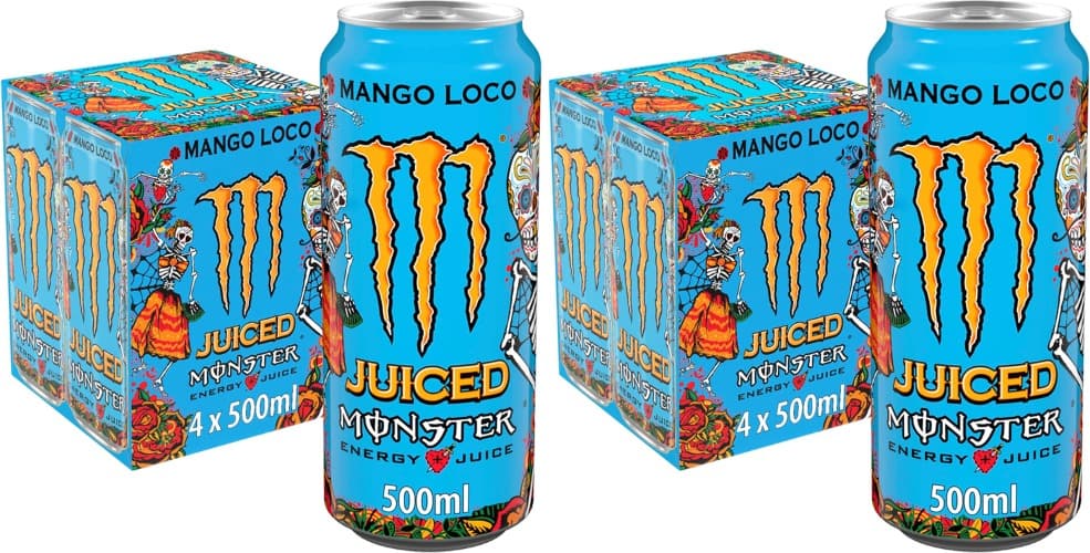 Monster Mango Loco | Pack de 4 latas de bebida energética sabor manga 500 ml