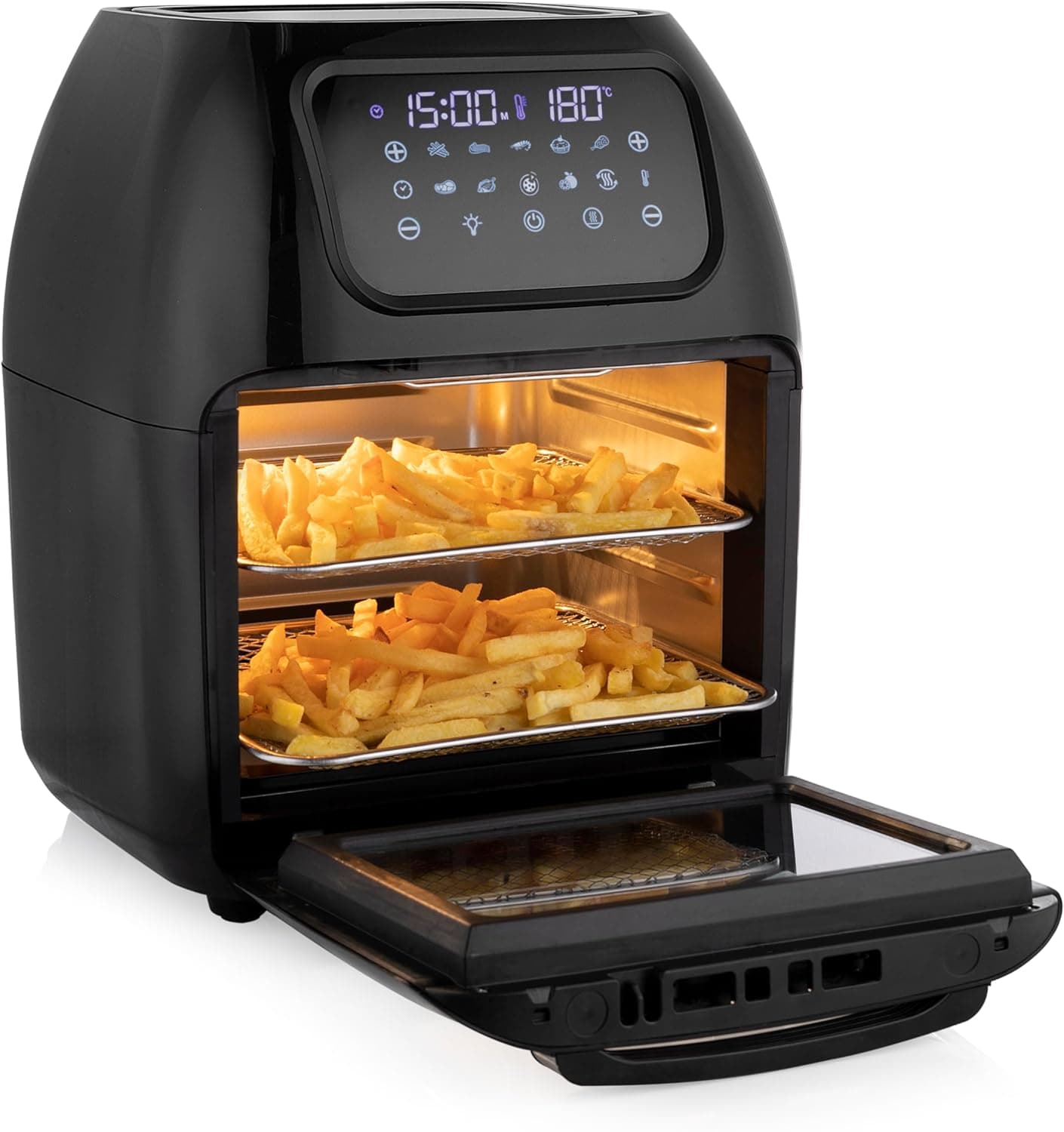 Tristar FR-6964 Frigideira sem óleo e forno multifuncional, capacidade 10 l, painel de controlo digital, tempo e temperatura regulável 65-200 °C, 10 programas, 1800 W, acessórios incluídos