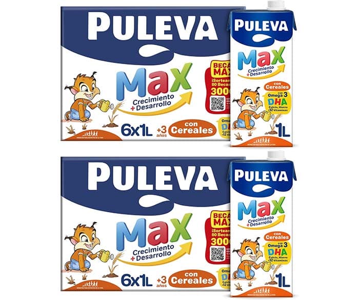 Puleva Max Leite de crescimento com cereais a partir dos 3 anos, 12 x 1L