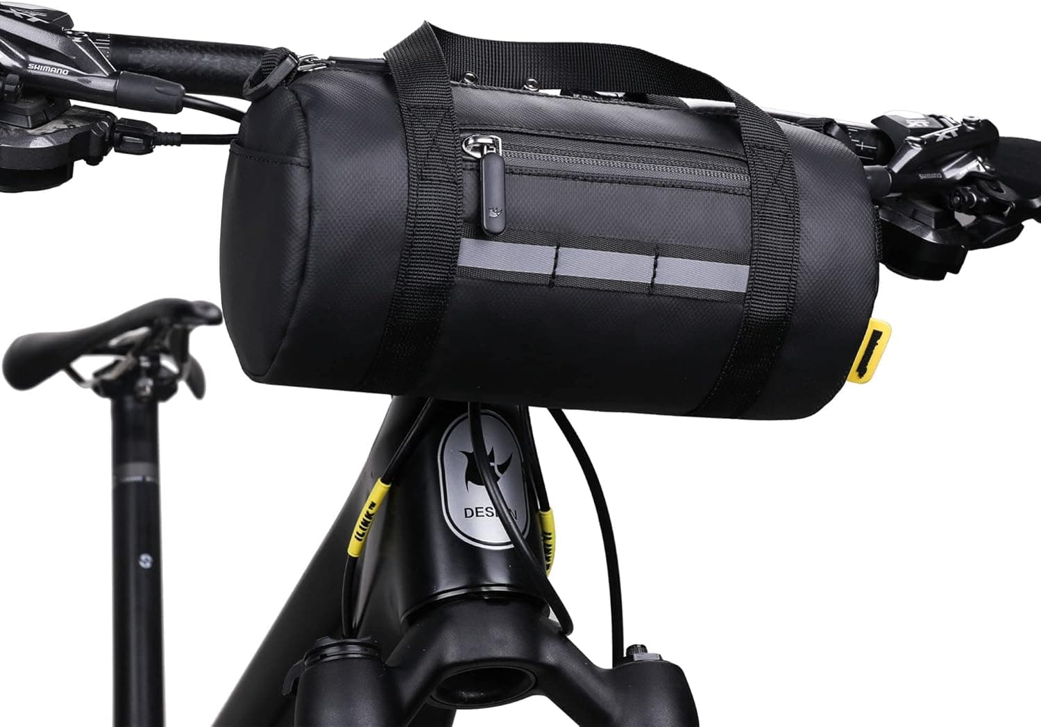 WILDKEN Bolsa Multifuncional para Manillar de Bicicleta,Cesta​de Almacenamiento de Marco Frontal de Bicicleta,Bolsa de Manillar con Tira Reflectante,Incluye Correa para el Hombro Extraíble(Negro)