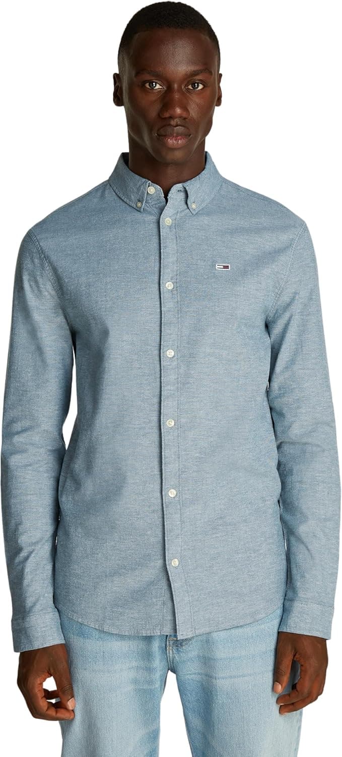 Tommy Jeans Camisa de homem TJM Slim manga comprida