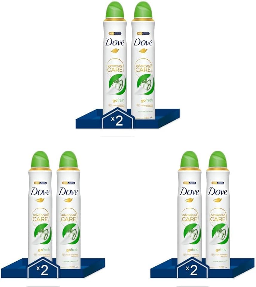 Dove Advanced Care Cucumber | Pack de 3 desodorizantes em spray com proteção 72h, 200 ml cada