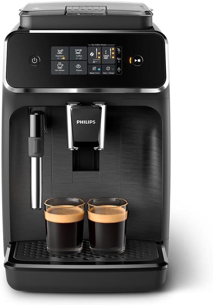 Philips Série 2200 Máquina de Café Superautomática - Espumador de Leite Clássico, 2 tipos de café personalizáveis, Ecrã Tátil, Preto Mate (EP2220/10)