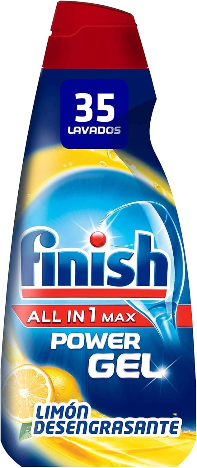 Finish All in 1 Max Power Gel Limão desengordurante detergente gel para lavar louça - 35 lavagens