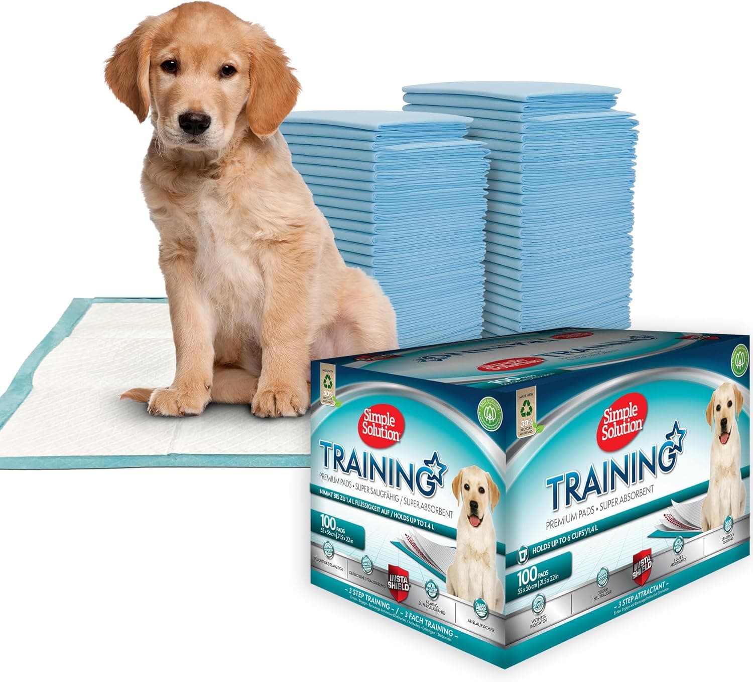 Simple Solution Premium | Tapetes absorventes descartáveis para cães e cachorros, 100 unidades