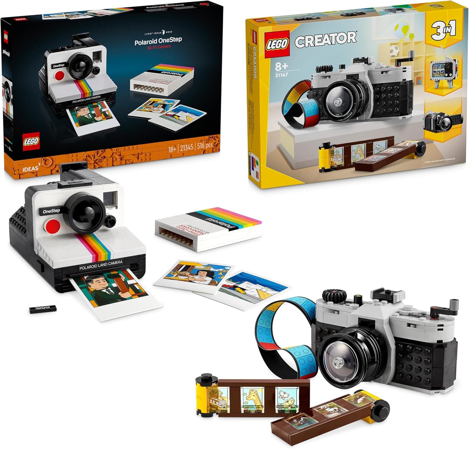 LEGO Ideias para câmara Polaroid OneStep SX-70 câmara retro LEGO Creator 3 em 1, kit de modelo vintage 