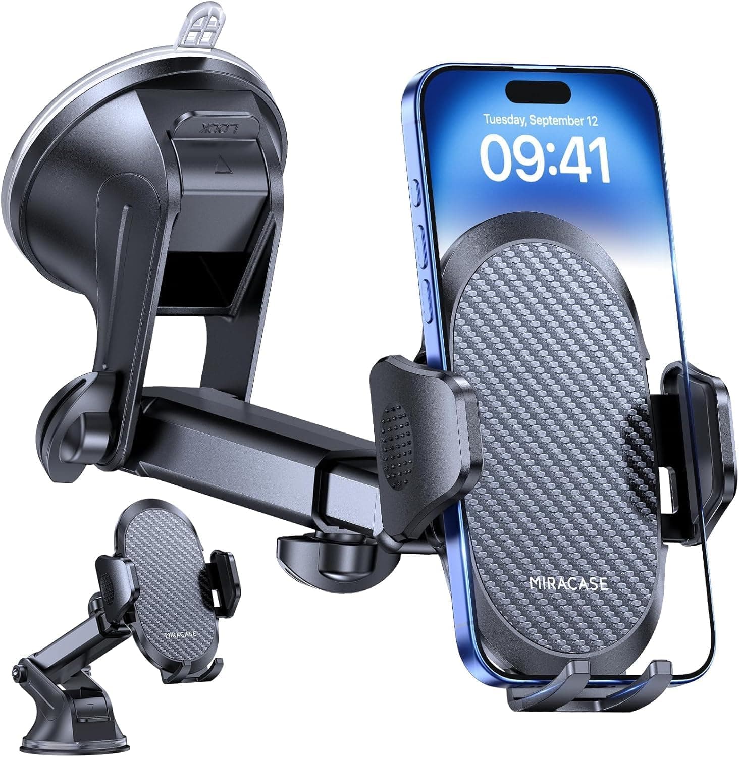 Miracase Suporte móvel carro [2025 ventosa poderosa] suporte de telemóvel carro em espirro, rotação de 360° ventosa móvel compatibilidade com iPhone e telefone de 4-7,2"
