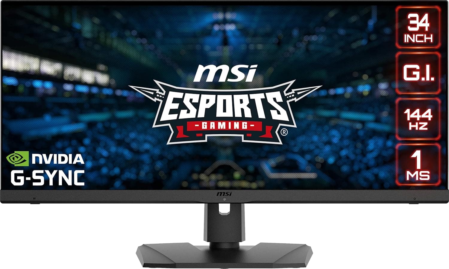 MSI Optix MPG341QR Monitor Gaming Flat Display de 34", UWQHD (3440 x 1440, Relação 21:9, IPS, 144Hz, 1ms (MPRT), HDR 400, G-Sync compatível, antirreflexo) Preto