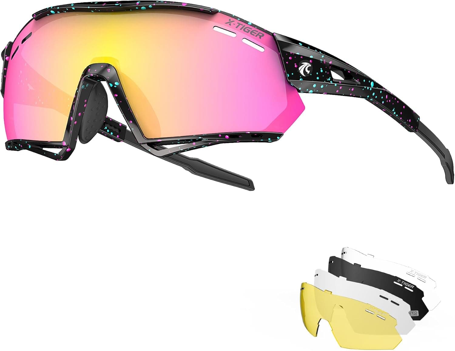 X-TIGER Óculos de ciclismo homem polarizados óculos ciclismo com 5 lentes intercambiáveis UV 400