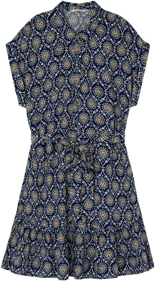 SPRINGFIELD | Vestido camisa curto com cinto e padrão para mulher