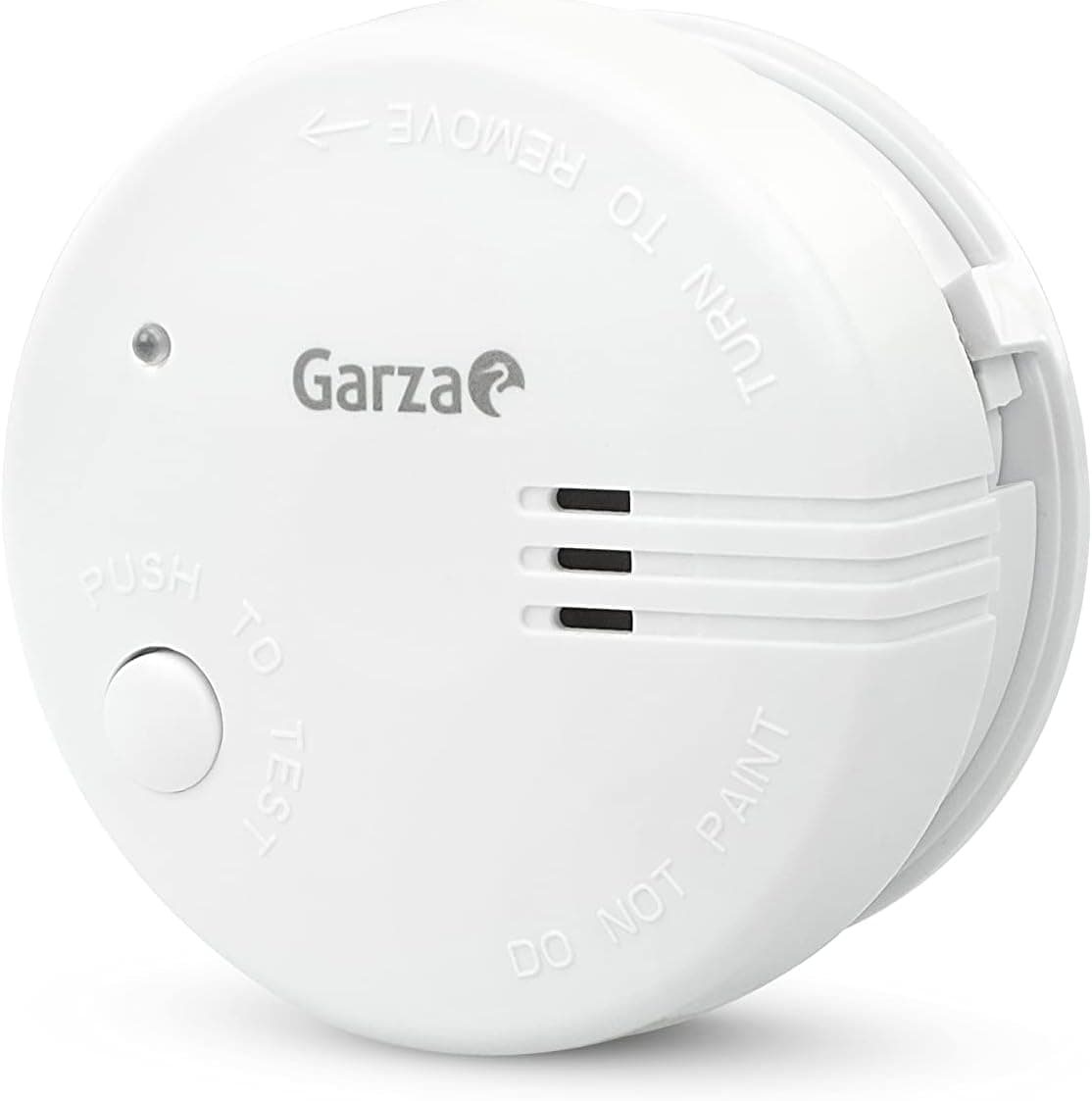 Garza - Detector de fumo Mini, design ultracompacto, sensor fotográfico, alarme 85 dB, bateria 9 V incluída, instalação sem cabos, indicador LED e botão teste