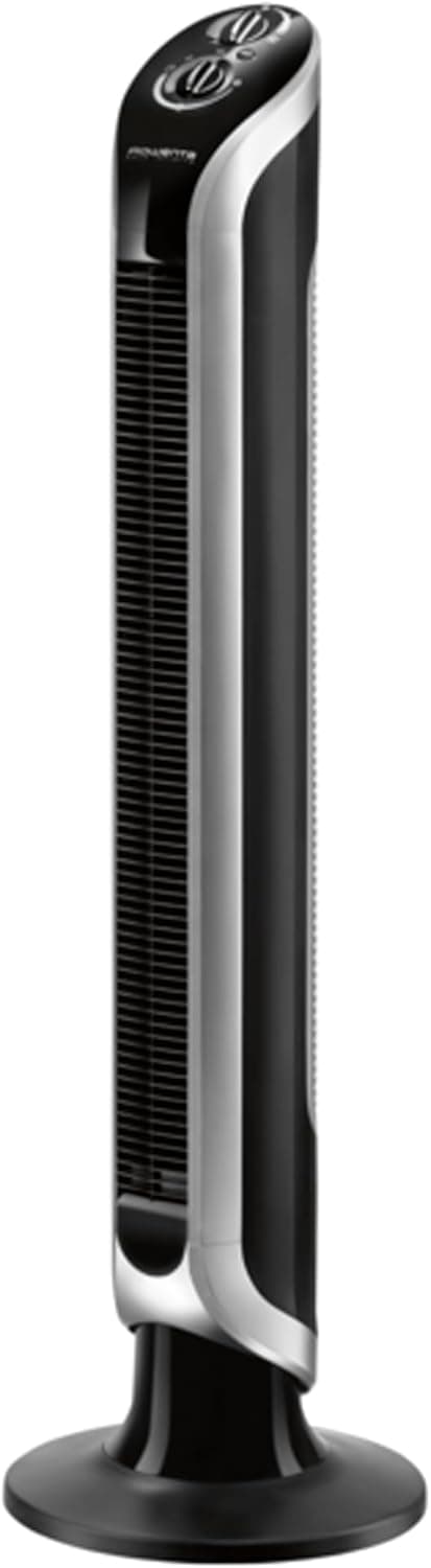 Rowenta Eole Infinite Ventoinha de pé potente, torre de 1 m de altura, 3 velocidades, oscilação de 180° e temporizador até 3 horas, 43 dBA, sem pás, moderno, preto VU6620