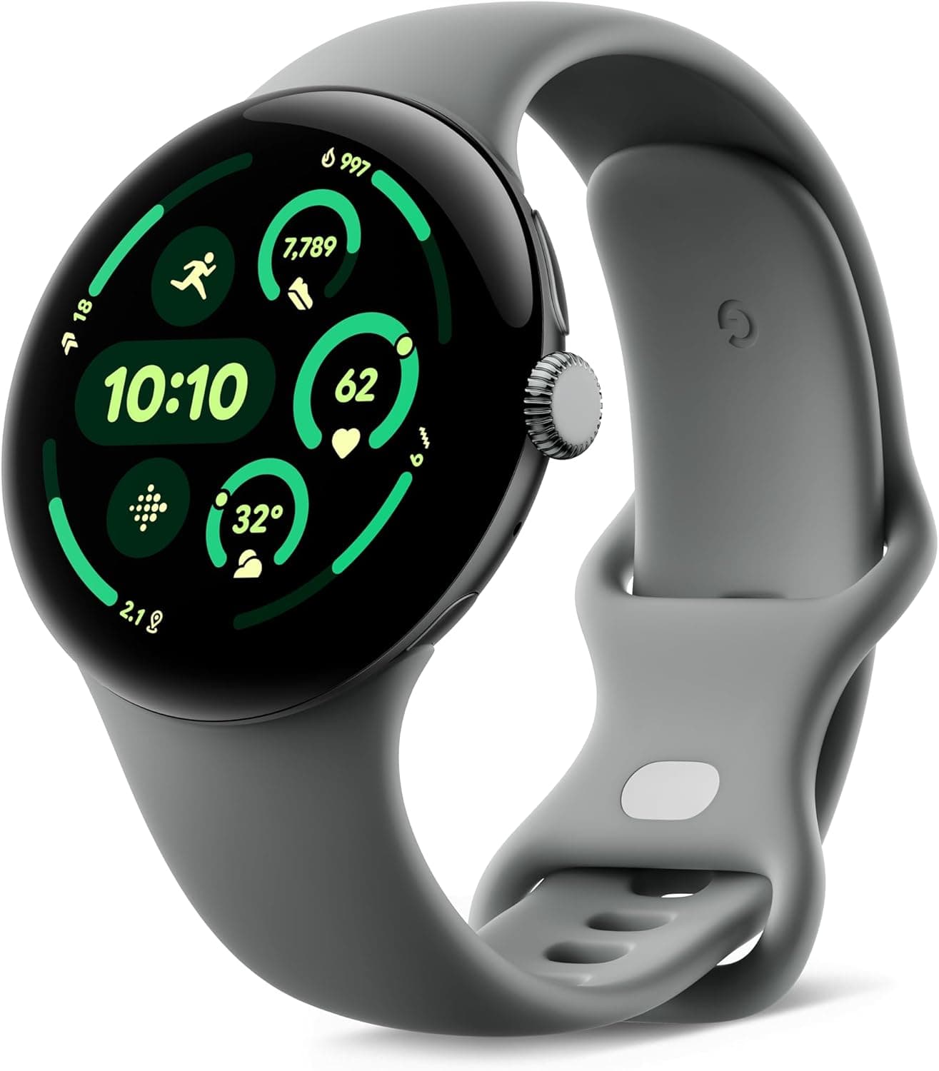 Google Pixel Watch 3 (45 mm) - Caixa em cor verde líquen mate - correia em cor verde líquen - LTE