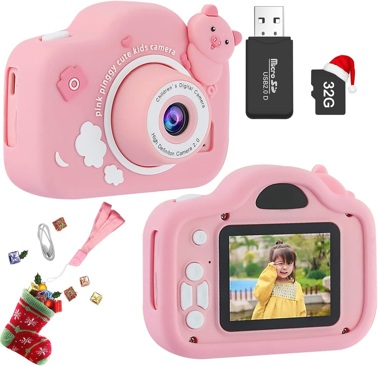 Tishow Câmara fotográfica infantil, com cartão de memória micro SD 32GB, vídeo 1080P HD, brinquedos crianças 3-10 anos, presentes de aniversário