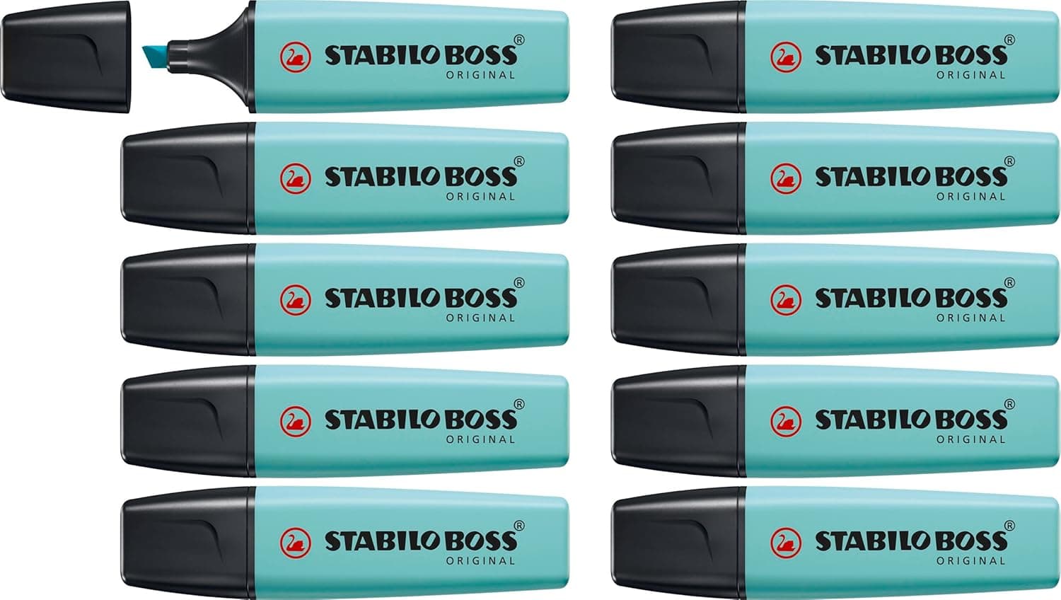 Marcador STABILO BOSS ORIGINAL pastel - caixa com 10 unidades - cor toque de turquesa