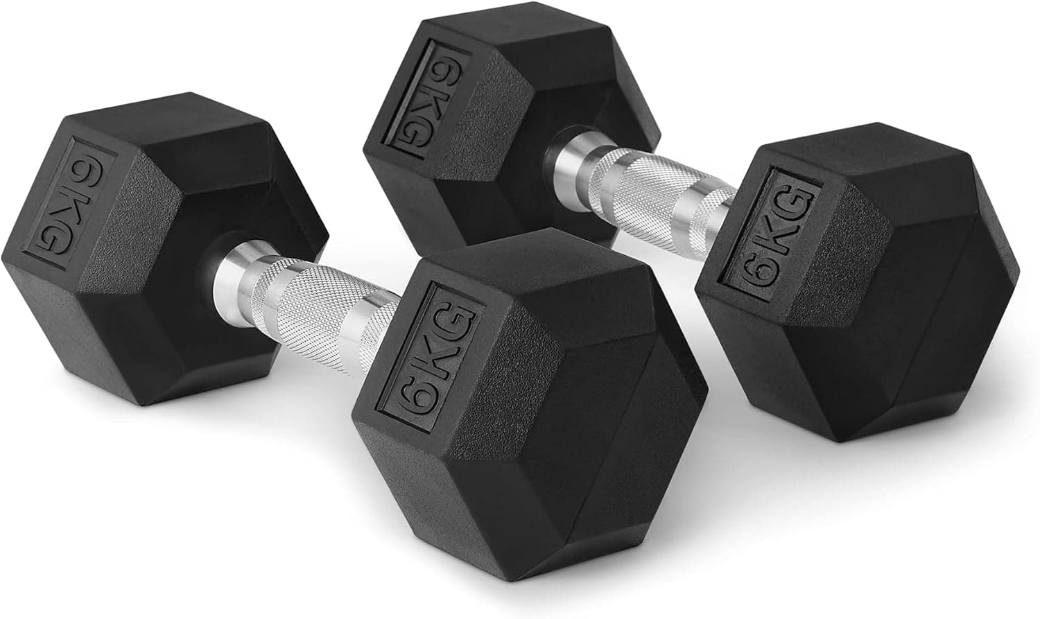 Amazon Basics Rubber Hex | Conjunto de halteres de 6 kg com revestimento em borracha
