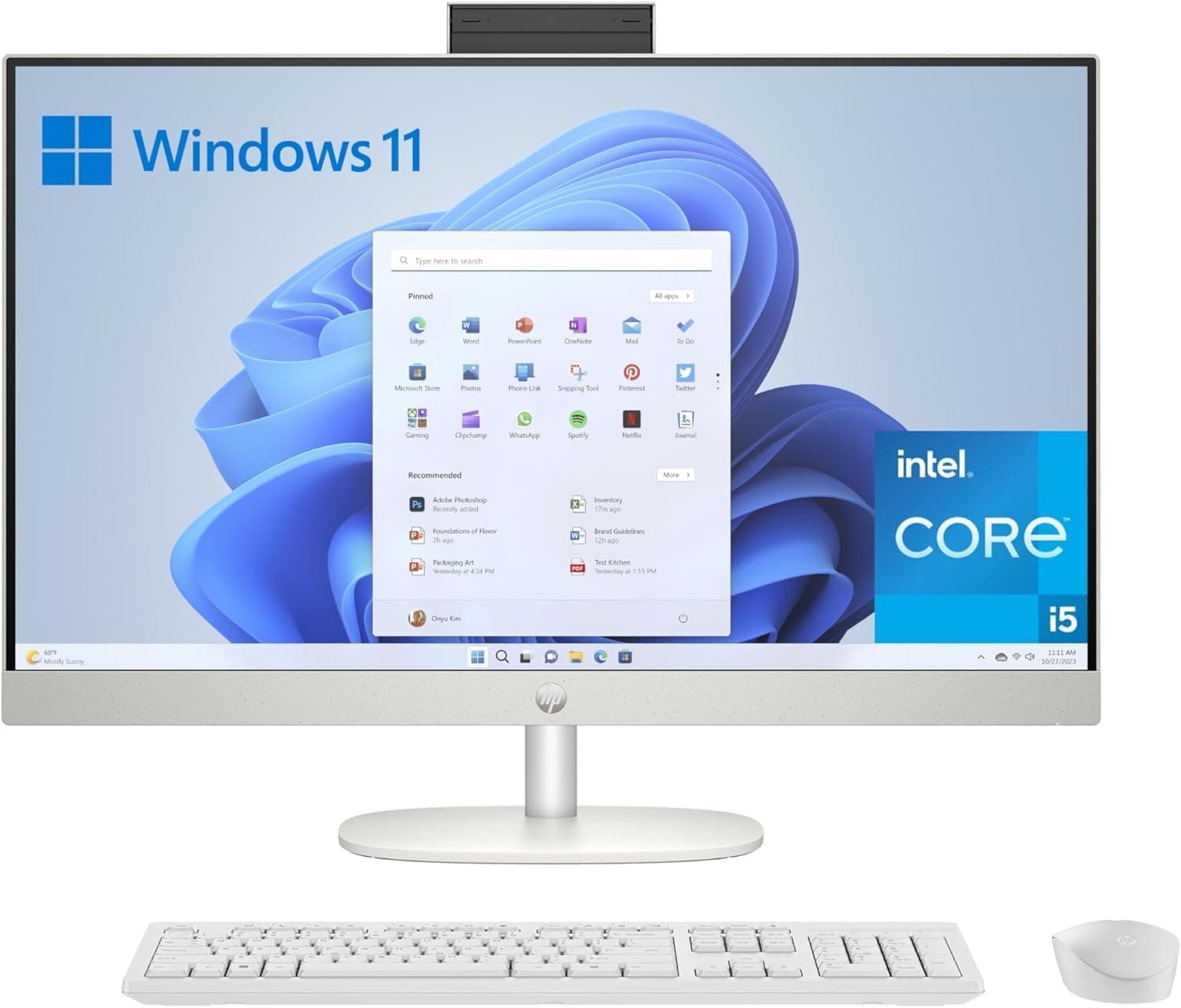 HP All-in-One 27-cr0009ss Computador de mesa FHD de 27", Intel Core i5-1335U, 16 GB RAM, 512 GB SSD, Intel UHD Graphics, Windows, teclado QWERTY espanhol