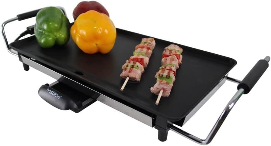 Bastilipo - Ferro de assar antiaderente vulcano Fast Table Chef VFT-2000, 2000W - 26 x 46 cm, recolhe gorduras