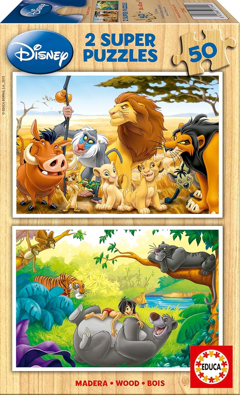 Educa Animal Friends Disney | Conjunto de 2 puzzles de 50 peças para crianças