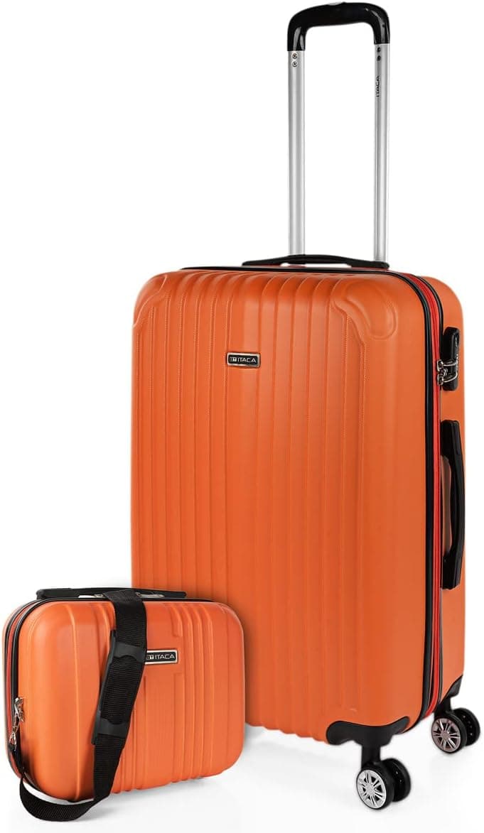 ITACA - Malas médias - mala média de 4 rodas, mala de viagem média, malas de viagem, mala média. Cadeado com combinação, tangerina, tangerina, Básico