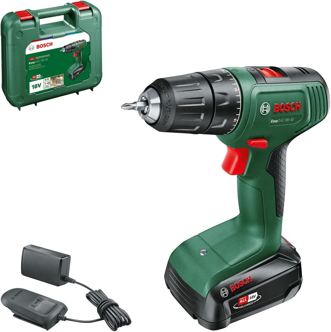 Bosch EasyDrill 18V-40 | Aparafusadora a bateria com 1 bateria 2,0 Ah e mala de transporte