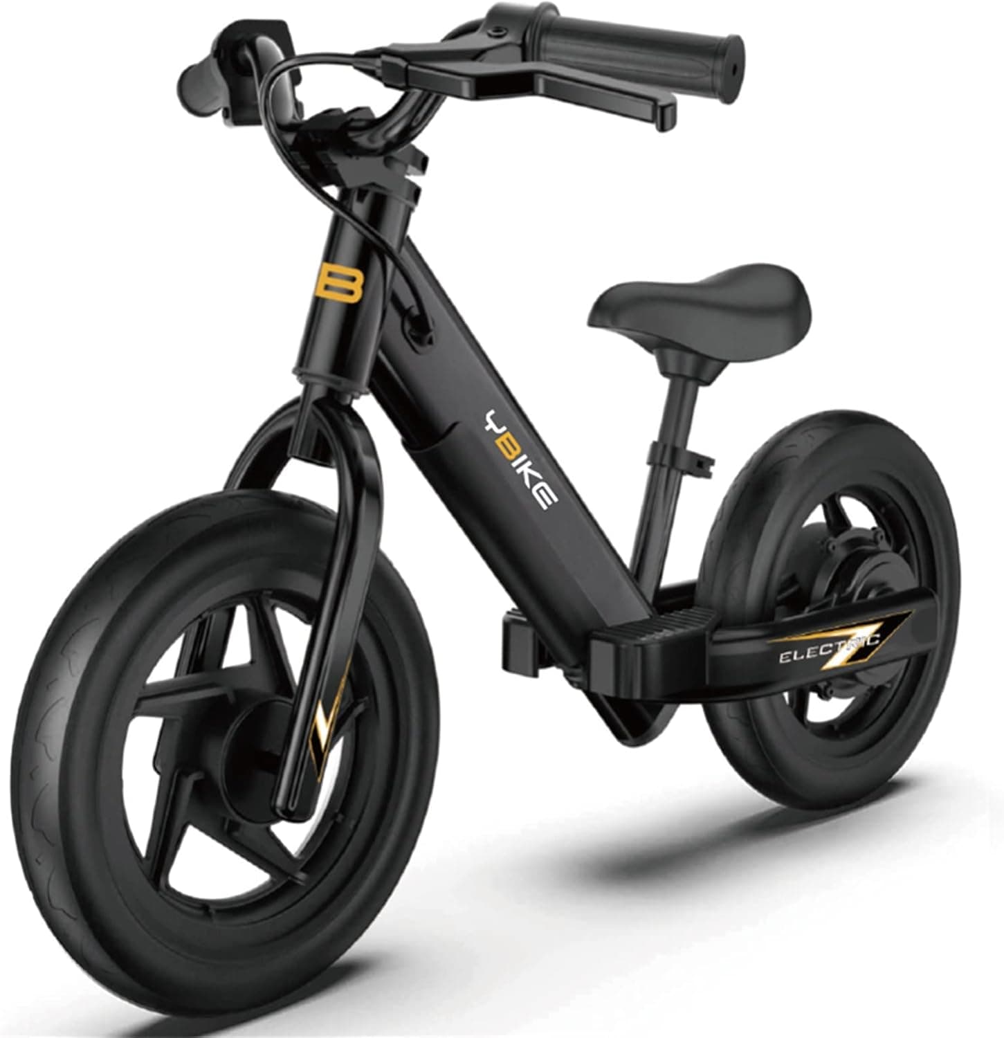 Bicicleta elétrica YBIKE Balance adequada para 3 a 5 anos, bicicleta elétrica com assento ajustável, bicicleta elétrica de pedal de 12 polegadas para meninos e meninas