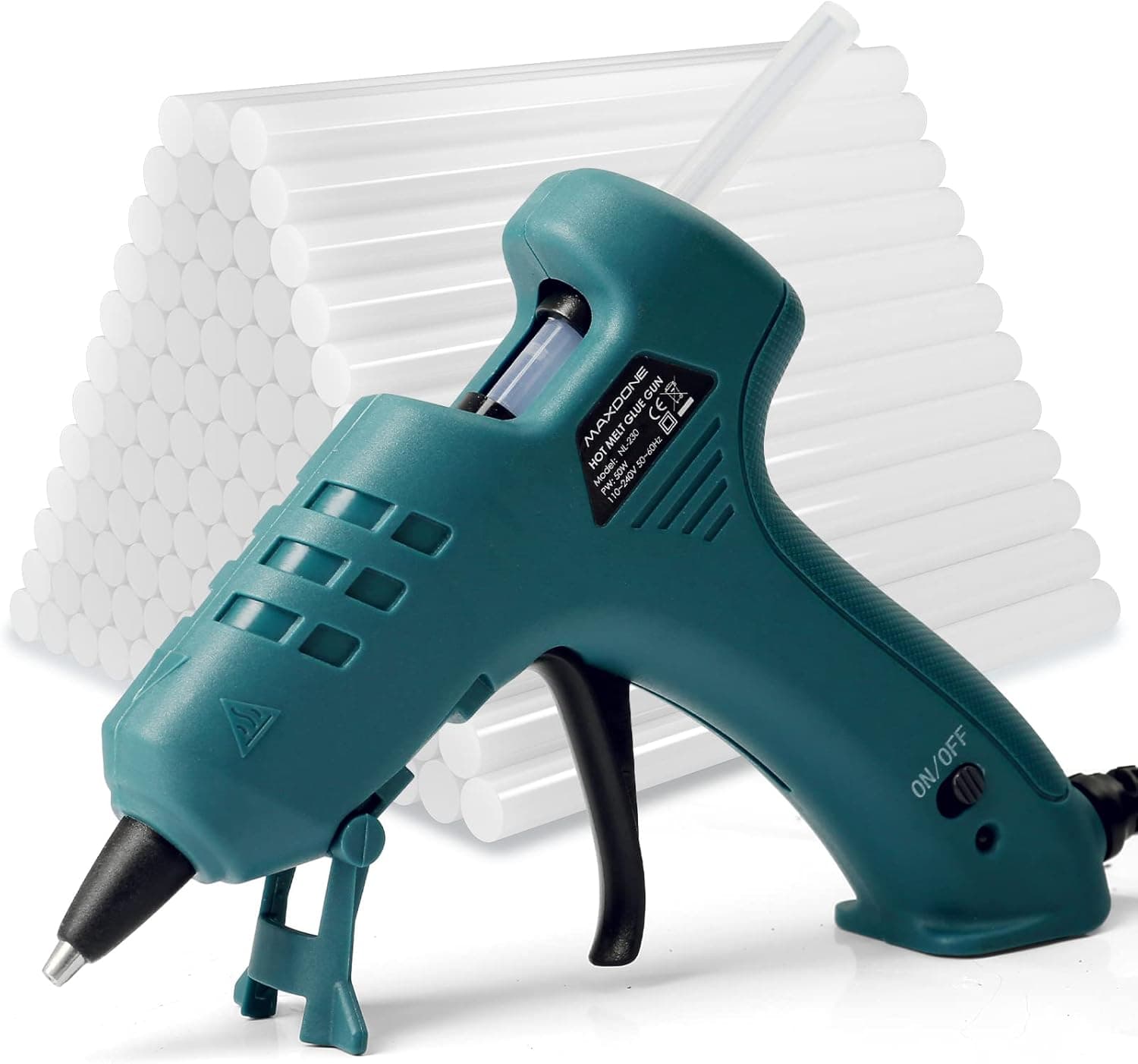 Mini pistola de cola quente 50 W com 80 barras de cola quente para trabalhos manuais pequenos e reparos rápidos em casa e no escritório