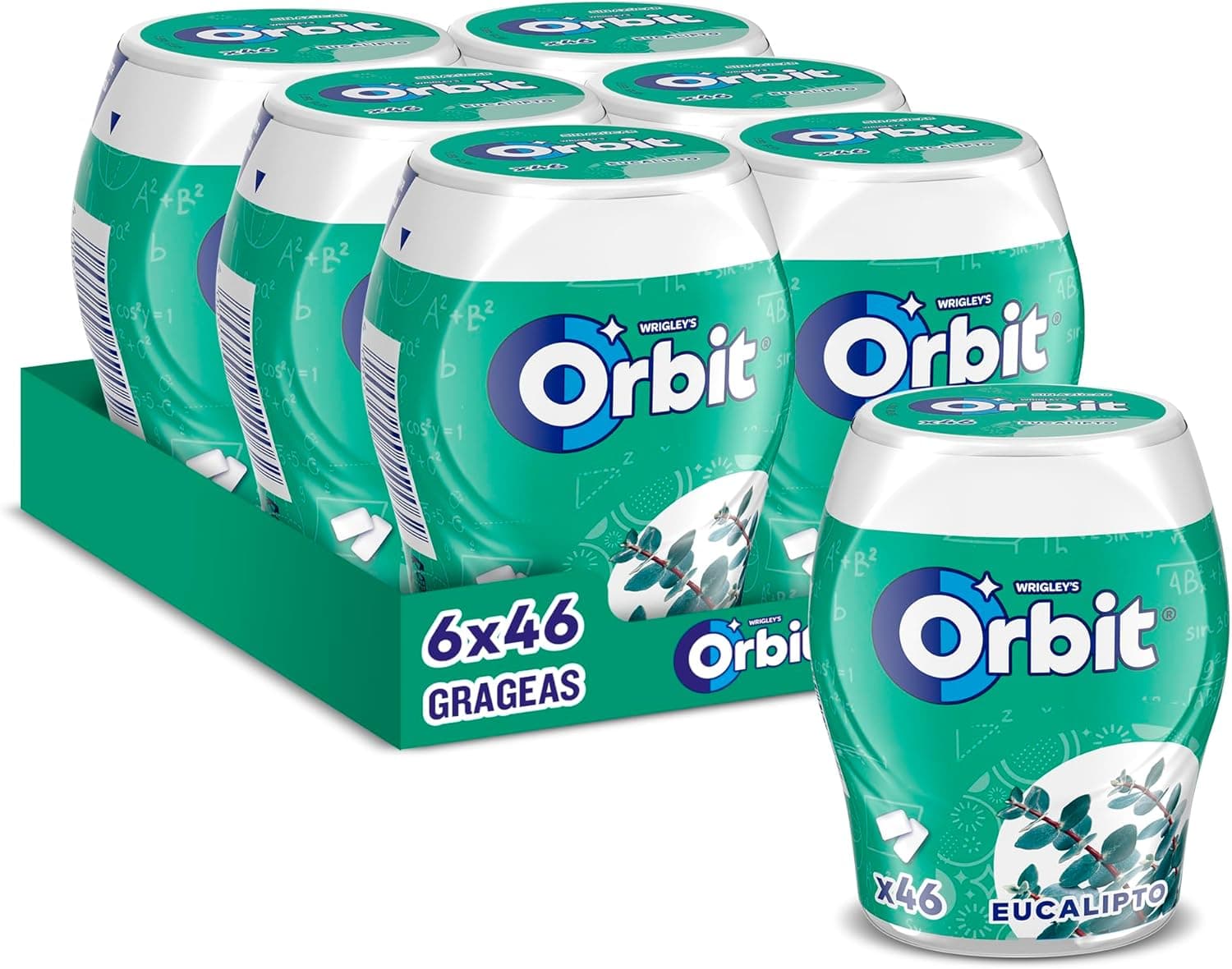 Orbit Barco de pastilhas sem açúcar sabor eucalipto, fresco, intenso e de longa duração em formato de drageia (6 x 46 pastilhas)