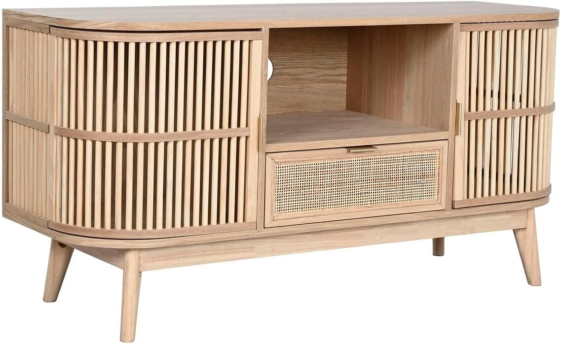 Home ESPRIT Armário de TV dourado natural abeto 120 x 40 x 60 cm