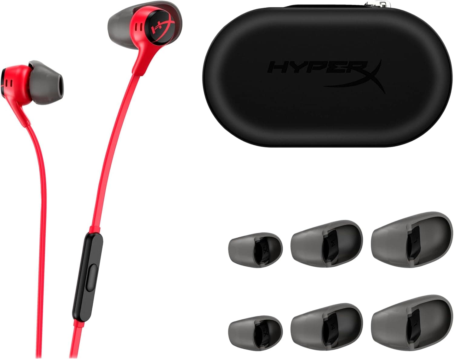 HyperX Cloud Earbuds II Auriculares para jogos com microfone, vermelho