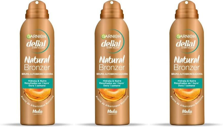 Garnier Delial Natural Bronzer Bruma autobronzeadora para todos os tons, para corpo com óleo de damasco, 150 ml x 3