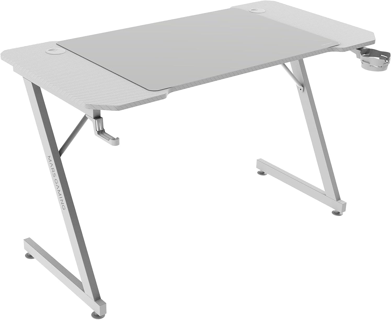 Mars Gaming MGD-X120 | Secretária gaming ergonómica com superfície em fibra de carbono e gestão de cabos 120x60 cm branca