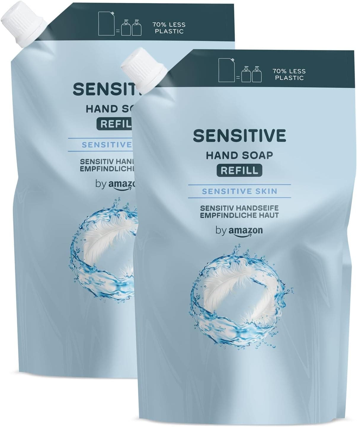 by Amazon Recarga de sabão de mãos para peles sensíveis, 2 x 1000 ml