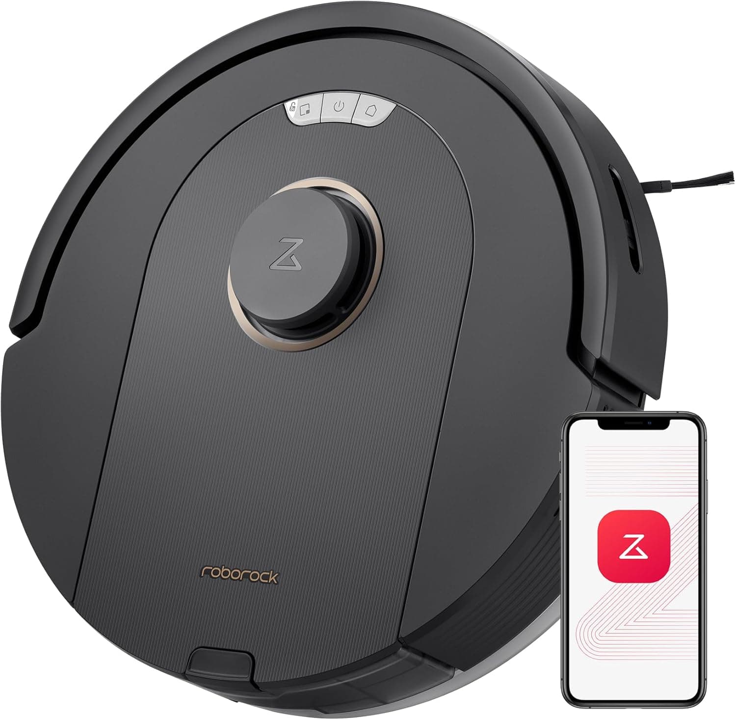 roborock Q5 Pro Robot aspirador com escova DuoRoller, 5500Pa, depósito de pó 770 ml, tanque de água, aspirador e esfregona com navegação PreciSense LiDAR, Alexa preto