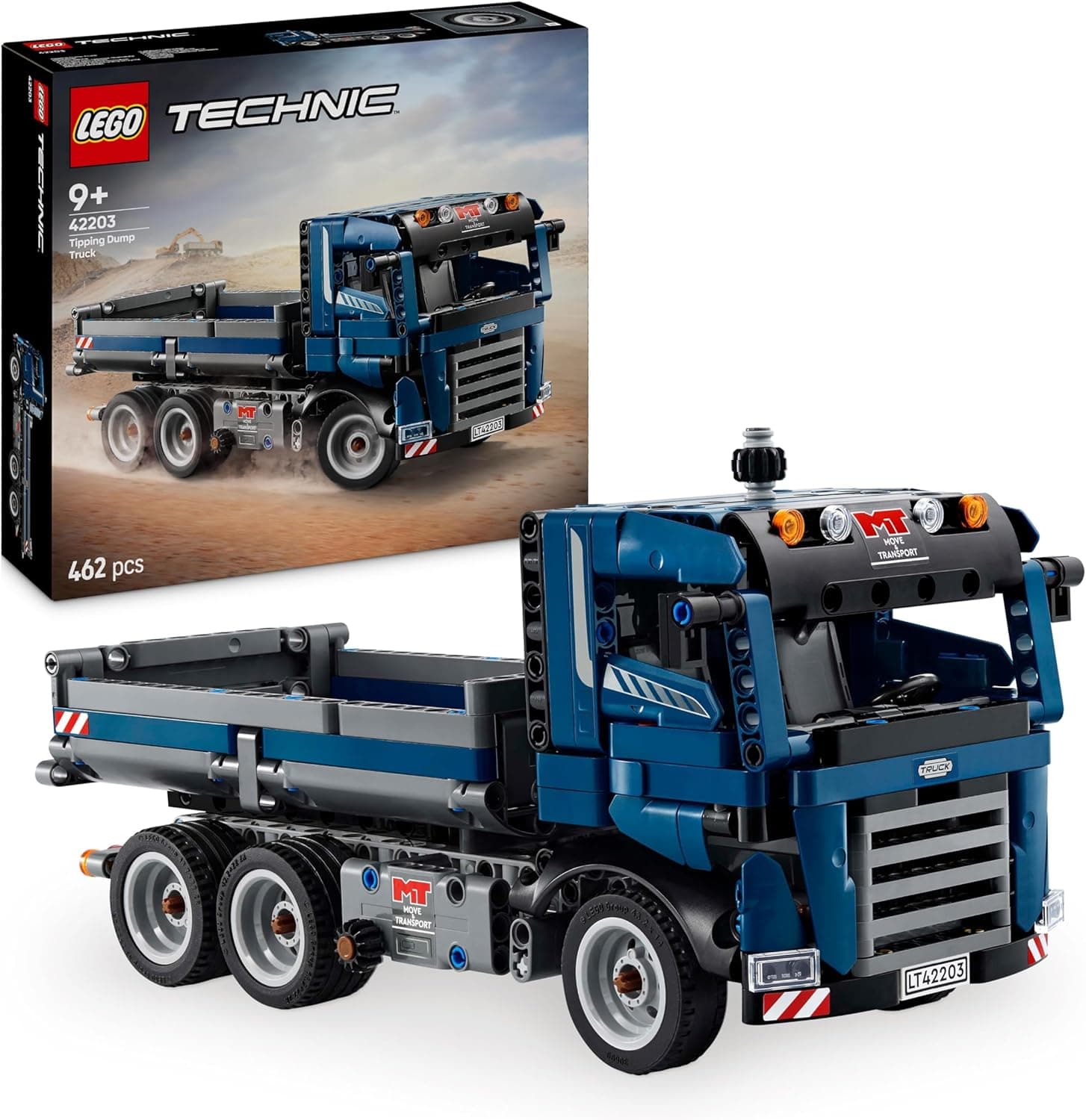 LEGO Technic Camião basculante, veículo de obra e construção de brinquedos, camião azul para construir com direção e caixa móvel, presente de aniversário para meninos e meninas de 9 anos ou mais,