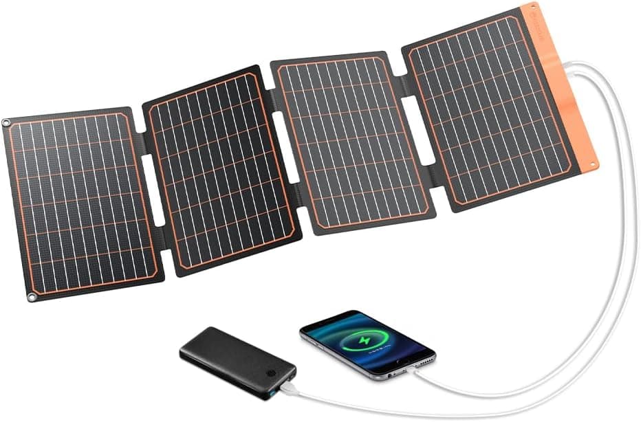 40 W Carregador de painel solar USB pequeno 18 W USB-A USB-C PD2.0 painéis monocristalinos ETFE de energia dobrável portátil IP67 impermeável campismo mochileiro ao ar livre para telefones bancos
