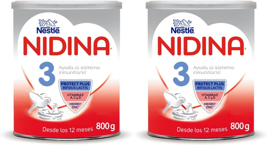 Nestlé NIDINA 3 leite de crescimento em pó para bebés a partir dos 12 meses, frasco de 800 g x 2