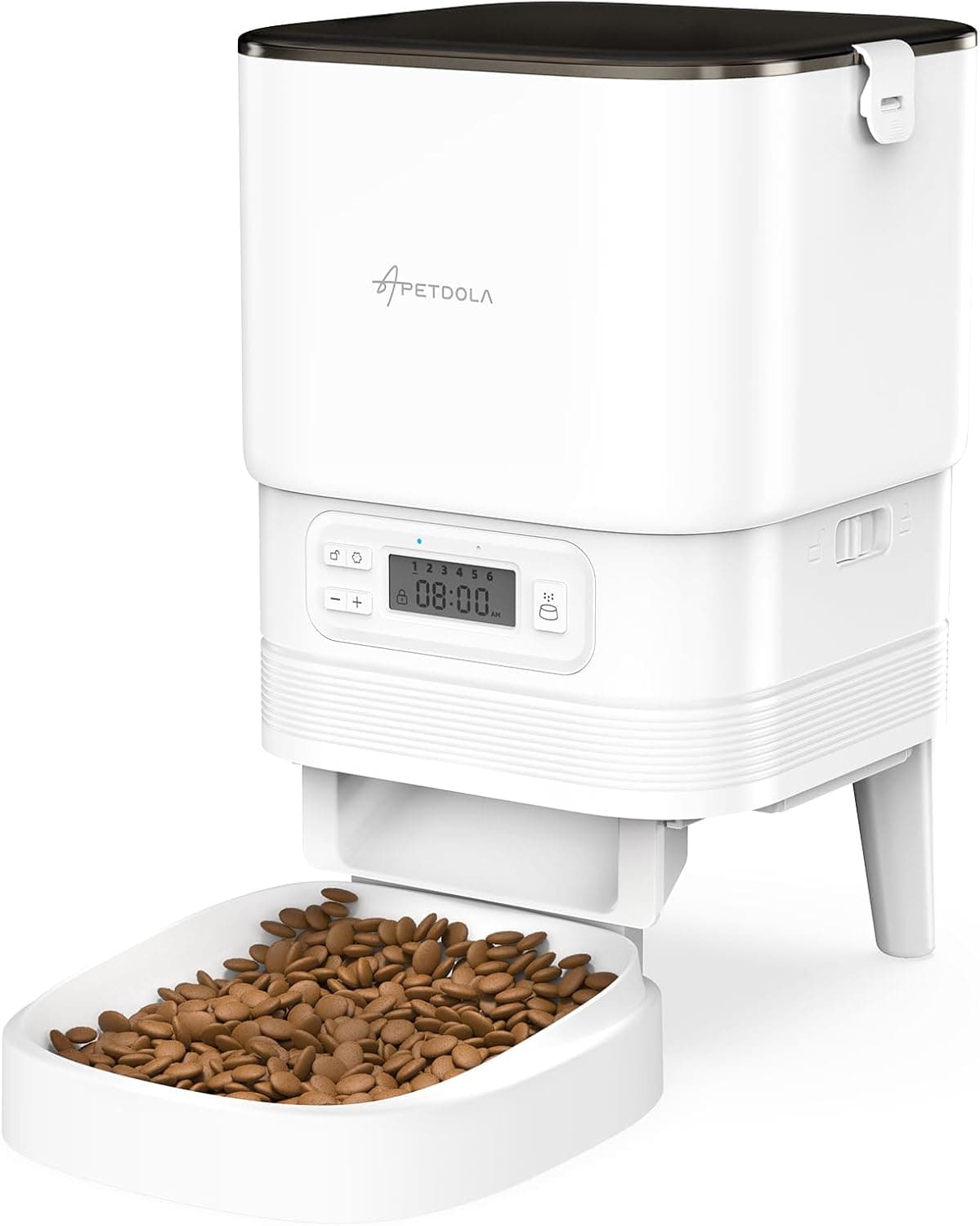Dispensador automático de comida para gatos, dispensador de comida para gatos com controlo programável de porções, 1-6 refeições por dia, dispensador de comida seca para gatos e cães