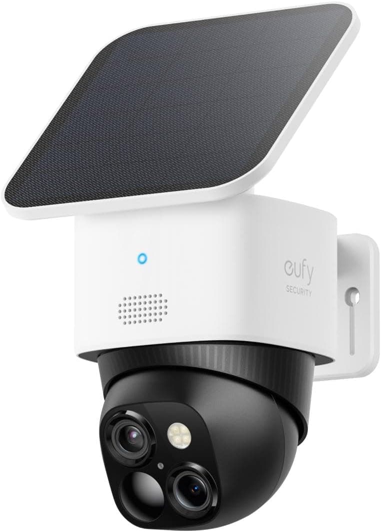 eufy Security SoloCam S340 | câmara solar 360° com Wi‑Fi 3K sem mensalidades | zoom 8×, deteção AI – preto/branco